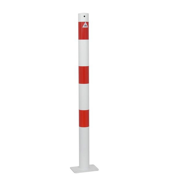 Schake afzetpaal stalen buis Ø 60 x 2,5 mm vast voor deuvelbevestiging, thermisch verzinkt en wit gecoat, 460PB
