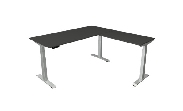 Kerkmann zit-statafel B 1800 x D 800 mm met aanbouwelement 1000 x 600 mm, elektrisch in hoogte verstelbaar van 640-1290 mm, antraciet, 10043113