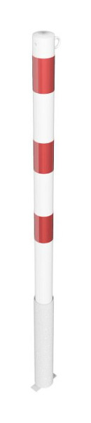 Schake afzetpaal stalen buis Ø 60 x 2,5 mm afneembaar zonder sluiting, thermisch verzinkt en wit gecoat, 1 oog, 460HB/1