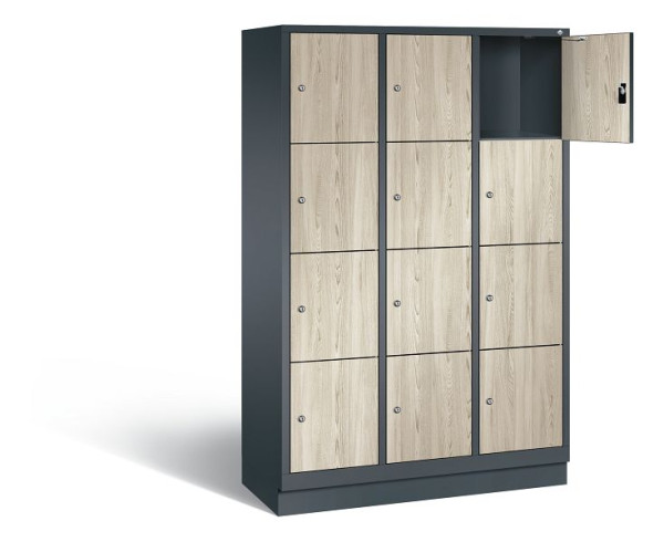 C+P lockerkast Evolo, H1800xB1200xD500mm, kleur: antracietgrijs / Sen ash decor, 48020-324 S10337