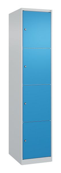 C+P Schließfachschrank Classic PLUS, 1850x400x500mm, 7035/5012, mit 4 Fächern, 080000-124 S10004