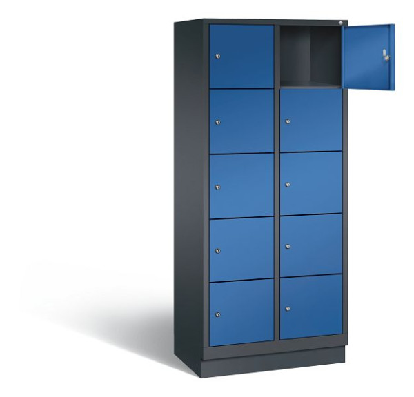 C+P lockerkast Evolo, H1800xW810xD500mm, kleur: zwartgrijs / gentiaanblauw, 48020-225 S10007