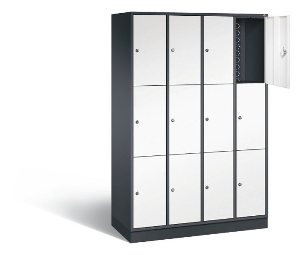 C+P lockerkast Intro, H1950xB1220xD490mm, kleur: zwartgrijs / verkeerswit, 8370-401 S10073