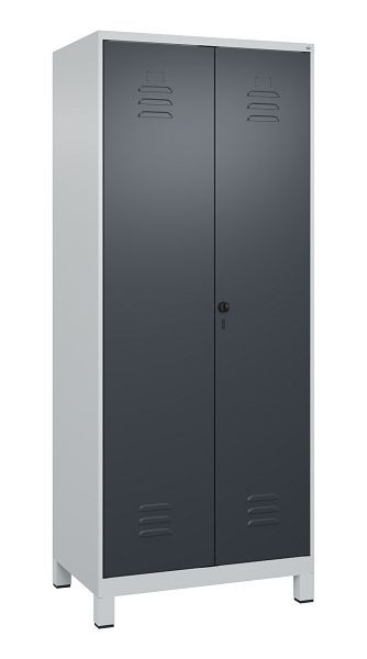 C+P Mehrzweckschrank Classic PLUS, Putzmittel-Spind, Füße, 2 Abteile, 1950x800x500mm, 7035/7016, Drehriegel, 080110-02 S10008