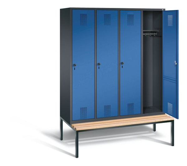 C+P garderobekast Evolo, H2090xB1590xD815mm, kleur: zwartgrijs / gentiaanblauw, 48050-42 S10131