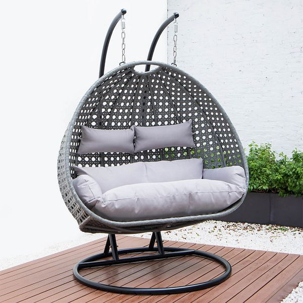 HOME DELUXE polyrotan hangstoel TWIN - grijs, 4843