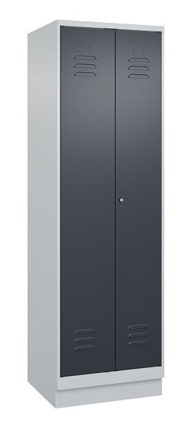 C+P luierkluis Classic PLUS, dubbele locker, onderbouw, 2 vakken, 1950x600x500mm, 7035/7016, cilinderslot, 080022-20P S10023