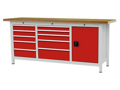 Bedrunka+Hirth boxwerkbank, R 18-16 en R 24-16, aantal lades: 10, afmetingen: 2000 x 600 x 859 mm, draagvermogen lade(s): 50 kg, 03T520H60250
