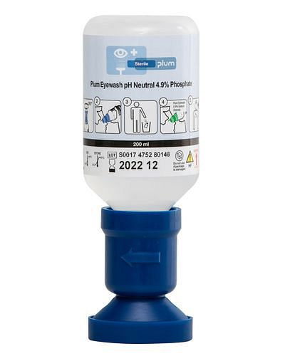 DENIOS oogspoelfles MONO met 200 ml pH-neutrale fosfaatbufferoplossing, VE: 0,2 liter, 145-541