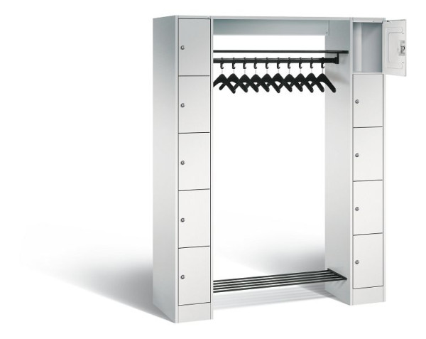 C+P open garderobe serie 8070, H1950xB1430xD480mm, kleur: lichtgrijs, 80710-00 S10000