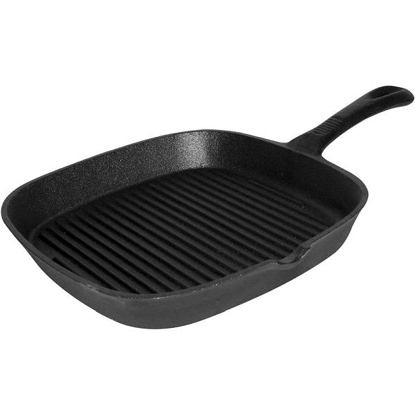 Stalgast grillpan van gietijzer, gegroefd, afmetingen 24 x 24 cm, KG1406240