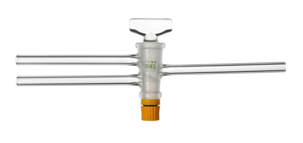 Rettberg tweewegkraan - patentkraan, massief glazen stop NS 18,8/4,0 mm boring, met schuine parallelle boringen, borosilicaatglas 3.3, 134505104