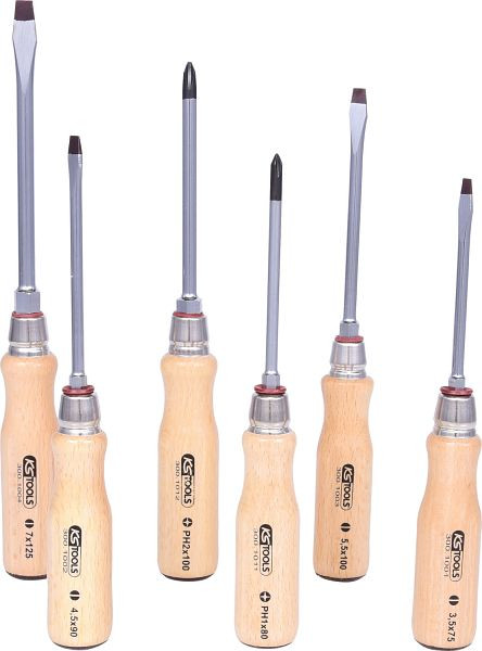 KS Tools ERGOTORQUE HOUT-schroevendraaierset, 6-delig, 300.1100