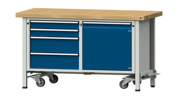 ANKE werkbanken kistwerkbank, model 131 V, 1500 x 700 x 850 mm, RAL 7035/5010, BMP 50 mm, met neerlaatbare aandrijfinrichting, 305.262