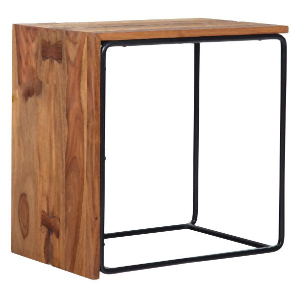 Wohnling bijzettafel Sheesham massief hout / metaal 45 x 30 x 45 cm, rechthoekig, Industrial Couch Modern, WL6.718
