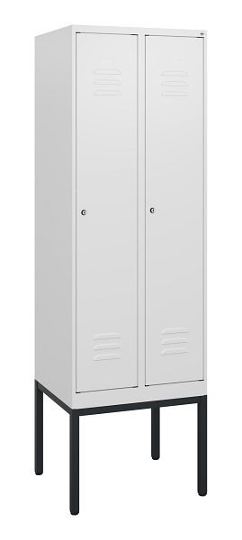 C+P Umkleidespind Classic PLUS, Gestell, 2 Abteile, 1950x600x500mm, 9016/9016, Zylinderschlösser, 0800305-20 S10029