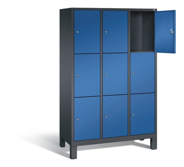 C+P lockerkast Evolo, H1850xB1200xD500mm, kleur: zwartgrijs / gentiaanblauw, 48010-323 S10102