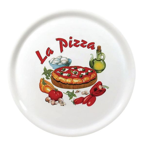 Saturnia porseleinen pizzabord 31cm met "La Pizza" decoratie, DJ957