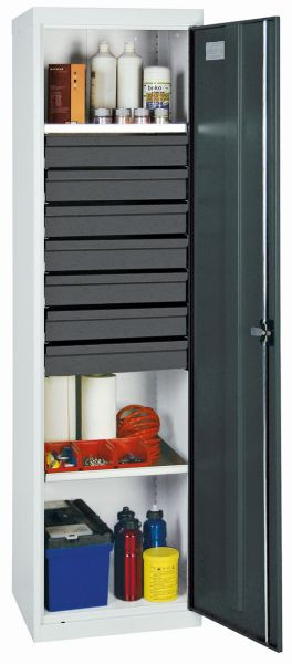 stumpff gereedschaps- en materiaalkast serie 3000, 7035/7016, 7 laden 100 mm, 2 legborden, 3005271