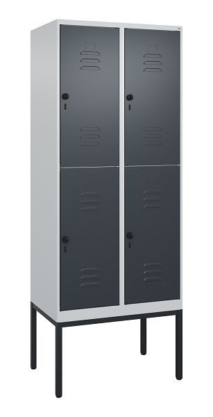 C+P Doppelstöckiger Spind Classic PLUS, Gestell, 2 Abteile, 2120x800x500mm, 7035/7016, Drehriegel, 0803307-22 S10008