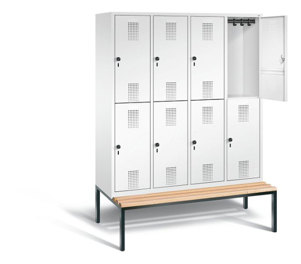 C+P locker dubbeldekker Evolo, H2090xB1590xD810mm, kleur: verkeerswit, 48350-42 S10184