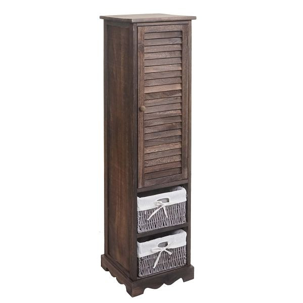 Mendler badkamer ladekast HWC-H20, badkamerkast badkamerkast badkamer plank, 120x27x29cm massief hout, shabby bruin, 72674