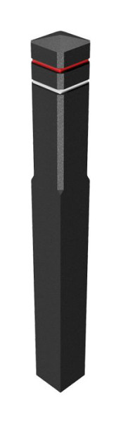 Schake recyclingpaal vierkante paal 140 x 140 mm, tuinpaal met 2 uitsparingen 15 mm breed en 2 reflectorbanden bovenaan rood, onderaan wit, 4014141