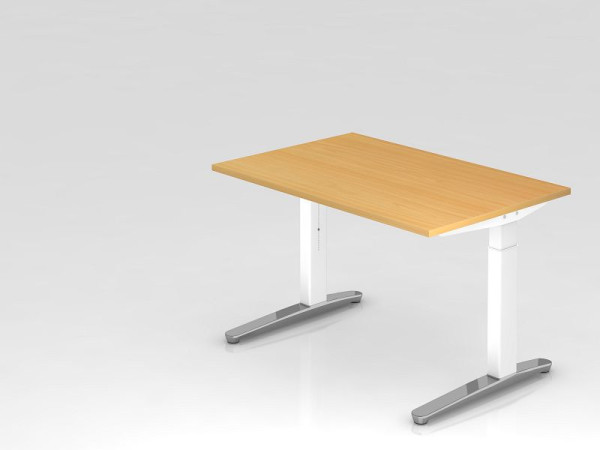 Hammerbacher bureau C-poot 120x80cm beuken/wit, gepolijst, rechthoekige vorm, VXB12/6/WC