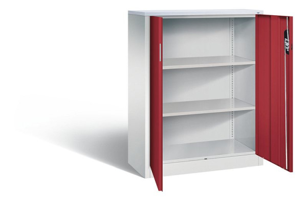C+P kantoorkast Acurado, H1200xB930xD400mm, kleur: lichtgrijs/robijnrood, holle handgreep, 3 niveaus, 9267-1200 S10302