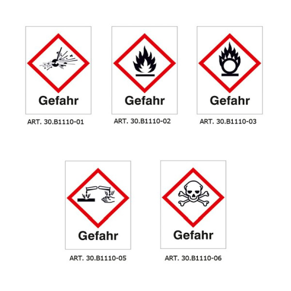 Stein HGS HGS GHS etiket voor gevaarlijke stoffen, tekst: Gevaar, 37 x 52 mm / vel van 6, explosief, 30.b1110-01