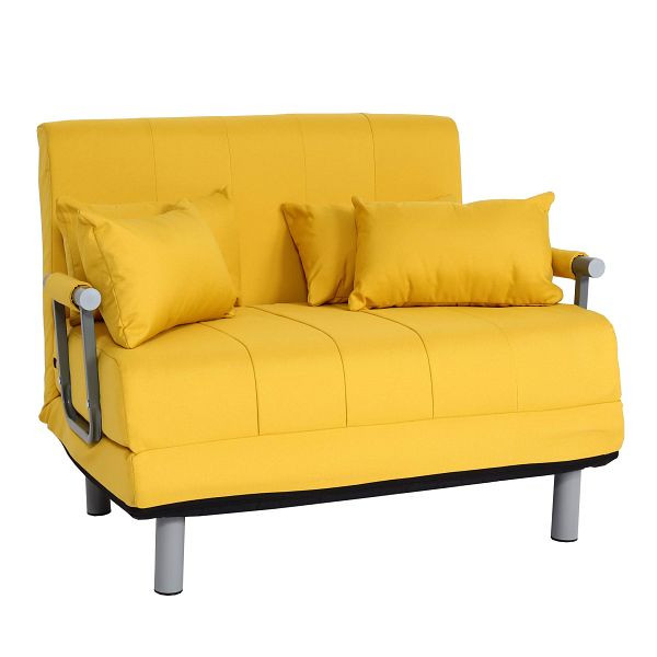 Mendler HWC-K29 fauteuilbed, klapfauteuil, slaapbank, logeerbed, relaxfauteuil, ligvlak 186x97cm, stof/textiel geel, 89634