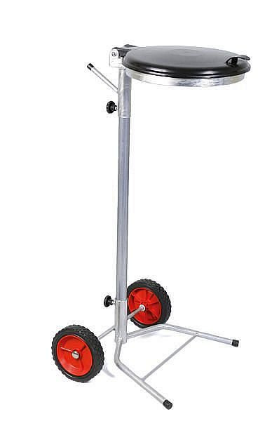 Renner afvalbak "Rolli" 70-120 L, verrijdbaar, breedte 480 mm x diepte 525 mm x hoogte 995 mm, thermisch verzinkt, met zwart kunststof deksel, 8017-00