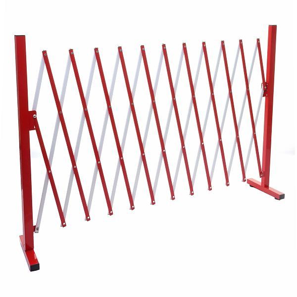 Mendler slagboom HWC-B34, schaarhekhek hek uitschuifbaar, aluminium rood-wit, hoogte 103cm, breedte 37-300cm, 64376