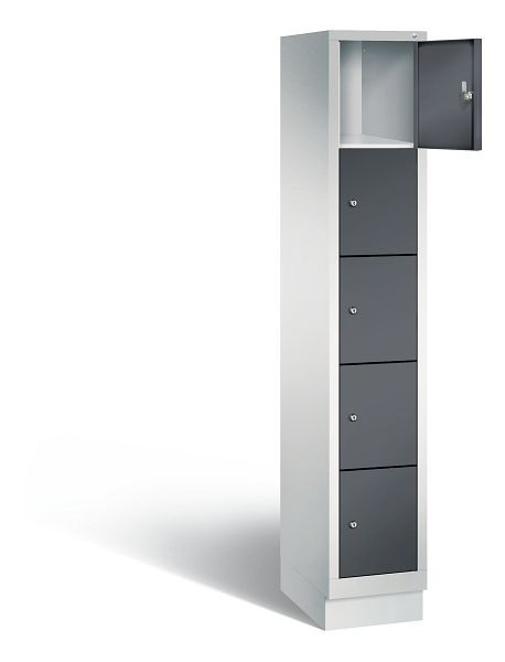 C+P lockerkast Evolo, H1800xB320xD500mm, kleur: lichtgrijs / zwartgrijs, 48020-105 S10087