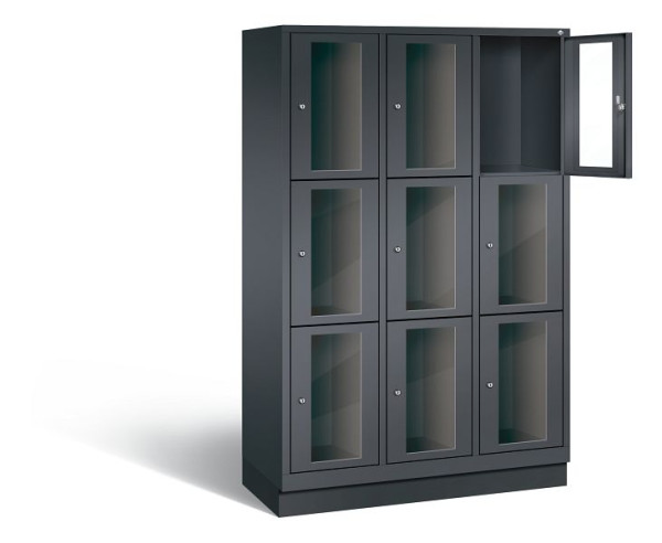 C+P lockerkast Classic, H1800xB1200xD500mm, kleur: zwart-grijs, 8020A323 S10015