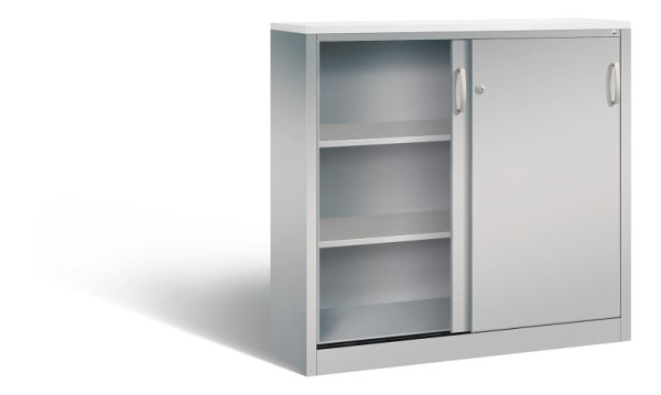 C+P dressoir met schuifdeuren Acurado, H1200xB1200xD400mm, kleur: wit aluminium, beugelgreep, 3 niveaus, 2047-1200 S10352