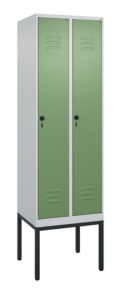 C+P luierkluis Classic PLUS met middenwand, frame, 2 vakken, 2120x600x500mm, 7035/6011, veiligheidsdraaigrendel, 0800307-20F S10006