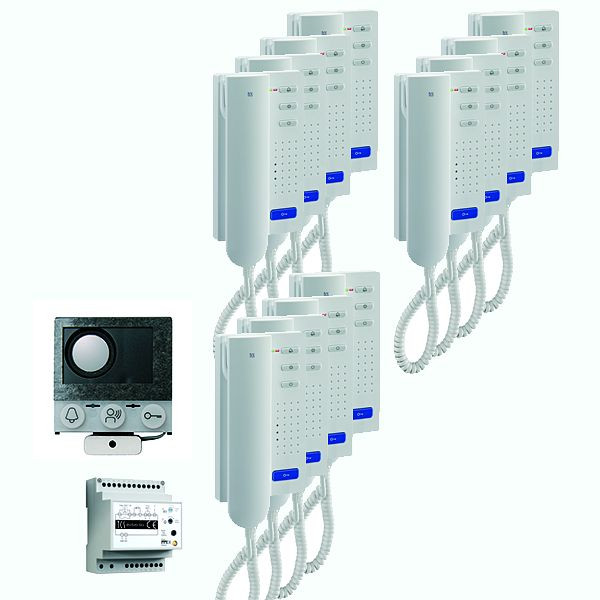 TCS audio:pack installatie voor 12 wooneenheden, met ingebouwde luidspreker ASI12000 + 12x deurtelefoon ISH3030 + besturingsapparaat BVS20, PAIH120/004