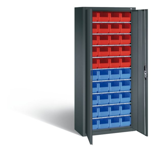C+P tijdschriftenkast serie 13, H1690xB700xD300mm, kleur: antracietgrijs, verzonken handgreep, 133413-22 S10109