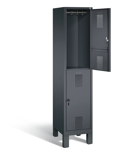 C+P locker dubbeldekker Evolo, H1850xB420xD500mm, kleur: zwart-grijs, 48310-12 S10087
