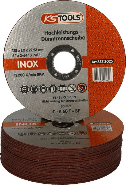 KS Tools krachtige dunne doorslijpschijf, diameter 125 mm, 1 mm, 25 stuks, 337.2025