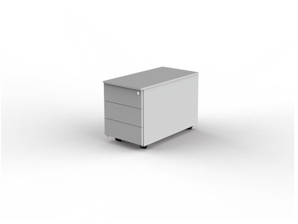Kerkmann rolcontainer, B 430 x D 800 x H 540 mm, met centrale vergrendeling, lichtgrijs, 12454711
