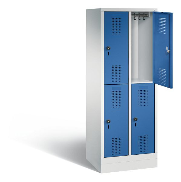C+P schoollocker dubbeldekker Evolo, H1600xB610xD500mm, kleur: lichtgrijs / gentiaanblauw, 483206-20 S10035