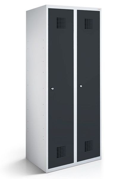 KEMMLIT lockerkast met 2 vakken 40cm met gesloten bodem, antracietgrijs 7016, cilinderslot, 100019