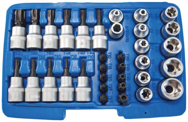 SW-Stahl dopsleutelset, 3/8", 34-delig, bitdoppen stevig in de inzet gedrukt, 04187L