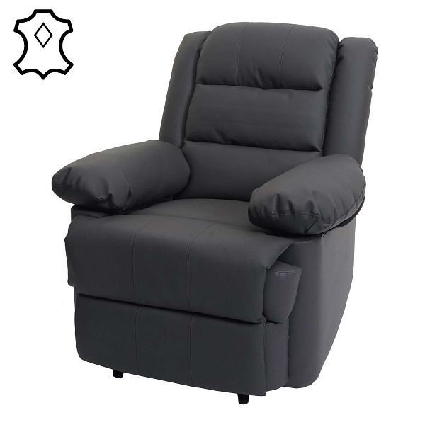 Mendler TV-fauteuil HWC-G15, relaxfauteuil ligfauteuil, leer + kunstleer 101x87x100cm, grijs, 82846+82847