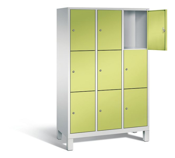 C+P lockerkast Evolo, H1850xB1200xD500mm, kleur: lichtgrijs / virid groen, 48010-323 S10157