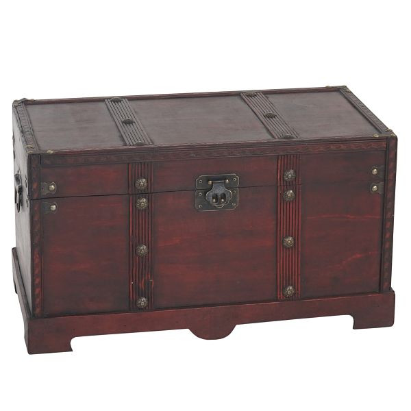 Mendler houten kist houten kist schatkist Valence antieke look 30x57x29cm, hoekig, 34220