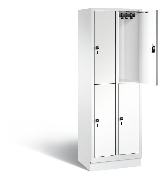 C+P locker, dubbellaags Evolo, H1800xB610xD500mm, kleur: verkeerswit / decor wit, 48320-20 S10623