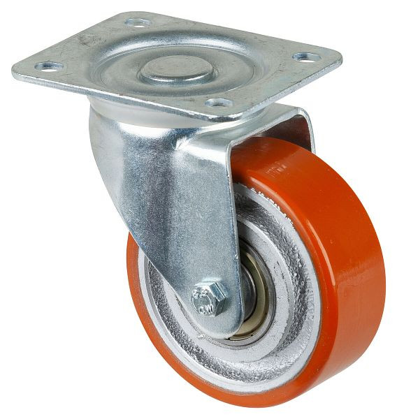 BS-rollen transportrol, wielbreedte 38 mm, wiel-Ø 100 mm, draagvermogen 295 kg, gegoten polyurethaan 95 Shore A, gegoten wiellichaam, kogellagers, LB500.C10.100